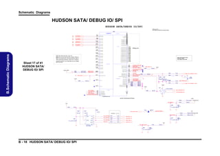 Schematic Diagrams

HUDSON SATA/ DEBUG IO/ SPI
HUDSON SATA/DEB UG IO/SPI
DE G ON
BU
LY
DNI R6 and R653 for custom board
52
er

HUD
SON-1
24
24
24
24

A
H9
AJ9

S AT P
AT X 0
S AT N
AT X 0
S AR N0
AT X
S AR P0
AT X

24
24

FC _C LK
FC _F BC LKO U T
FC _FB C I N
LK

SA TA _R 0N
X
SA TA _R 0P
X

S AR N1
AT X
S AR P1
AT X

A
G10
A
F10

FC _O E#/ G P O D 145
I

SA TA _TX 1P

FC _AV D G P I D 146
#/
O
F C WE#/ G P I D 148
_
O

SA TA _TX 1N

A
H10
A
J10

S AT P
AT X 1
S AT N
AT X 1

24
24

AJ8
A
H8

PA R 2O F 5
T

SA TA _TX 0P
SA TA _TX 0N

F C E1#/ G P I D 149
_C
O
F C E2#/ G P I D 150
_C
O

SA TA _R 1N
X

F C I T1/ G P O D 144
_ N
I

SA TA _R 1P
X

A
G12
A
F12

F C I T2/ G P O D 147
_ N
I
GP IOD

F C D 1/ G P O D 129
_A Q
I
F C D 2/ G P O D 130
_A Q
I

SA TA _R 2N
X
SA TA _R 2P
X

F C D 3/ G P O D 131
_A Q
I
F C D 4/ G P O D 132
_A Q
I
F C D 5/ G P O D 133
_A Q
I

SA TA _TX 3P

F C D 6/ G P O D 134
_A Q
I

SA TA _TX 3N

A
G14
A
F14

S T t rac s
AA
e hould use on 1via o the
ly
n

F C D 7/ G P O D 135
_A Q
I

A
G17
A
F17

s
ignal via as lo as they c ensure that their platfor m
ng
an

F C D 8/ G P O D 136
_A Q
I
SA TA _R 3N
X

F C D 9/ G P O D 137
_A Q
I

SA TA _R 3P
X

trace. ers can use 2vias w GN via w
c
ustom
ith
D
ithin 150m s of
i
l

F C D 10/ G P I D 138
_A Q
O
F C D 11/ G P I D 139
_A Q
O

to get aff ected w 2 vias. A D p orm are valid e
ith
M latf
s
at d
w one via on
ith
ly

A
J17
A
H17

F C D 12/ G P I D 140
_A Q
O
F C D 13/ G P I D 141
_A Q
O
F C D 14/ G P I D 142
_A Q
O

SA TA _R 4N
X

Debug port

N T : R UT T M _C M
OE O E E P O M
A A10 L T A E
S
M RC
I
PA EQ 0 U D RDI M
L C 60 N E
M

F C D 15/ G P I D 143
_A Q
O

SA TA _R 4P
X

A
J18
A
H18
A
H19
A
J19

S ER I AL AT A
SA TA _TX 5P
SA TA _TX 5N

W5
W6
Y9

A DD_S T
V
AA
SA A
T _CA
LP
SA A
T _CA
LN

A
B14
A
A14

F AN N 1/ G PI O 57
I
SA TA _C LR P
A

T EM P N 0/ G PI O 171
I
T EM P N 1/ G PI O 172
I

A
D11

S T _LE
AA
D#

33
. VS

*
10K
_04

F AN N 2/ G PI O 58
I

SA TA _C LR N
A

28

OD
D_P R 24
W
R330

F AN N 0/ G PI O 56
I

1K
_1%
_04
931_1 04
%_

T PIN
EM 0

FA N U 2/ G PI O 54
O T

SA TA _R 5P
X

R
331
R
332

HUD N_F NT CH0
SO
A A
HDD
0_P
WR
GP O
I 58

B6
A6
A5
B5
C7

FA N U 1/ G PI O 53
O T

HUD N_F NOU 0
SO
A
T
ODD
_PW
R
SB RO
_P CHO #_C
T

W7
V9
W8

FA N U 0/ G PI O 52
O T

SA TA _R 5N
X

SA TA _AC T# / P I O 7
G
6

T EM P N 2/ G PI O 173
I
TE M I N T ALE R #/ G PI O 174
P 3/
T

R
333

M _T M _S
B HR DA B

*0_0
4

R
335

R79
8

*0_0
4

SM
D_C _T RM 3,16 2
PU HE
, 7

10K_
04

C

Sheet 17 of 41
HUDSON SATA/
DEBUG IO/ SPI

SA TA _TX 4P
SA TA _TX 4N

m et s S T logo requirem nt s R
e
AA
e . eturn loss is exp
ected

AJ2
7
AJ2
6
AH
25
AH
24
AG
23
AH
23
AJ2
2
AG
21
AF
21
AH
22
AJ2
3
AF
23
AJ2
4
AJ2
5
AG
25
AH
26

F C D 0/ G P O D 128
_A Q
I

SB A RT
_T LE #
C486

B

C
487

Q9
*
2N3
904

T EM P _C O M
M

SA TA _X1

*10
K_04

V N 1/ G PI O 176
I
V N 2/ G PI O 177
I
V N 3/ G PI O 178
I

V I 6/ G BE _ST AT 3/ G PI O 181
N

A
C16
SA TA _X2

SP
I_DA A
T IN
J5
SP
I_DA A T
T OU
E2
SP
I_CLK
K4
SP
I_CS
#_S L
E
K9
HUD N_RO _R # G2
SO
M ST

VI N 7/ G BE _LED 3/ G PI O 182

ABB
8 8 7

V N 4/ G PI O 179
I
V N 5/ G PI O 180
I

VIN_ DCR
VD
VIN_ DNB
VD
VIN_ DIO_S
VD
US
R799
10
K_0
4
R800
10
K_0
4
R801
10
K_0
4
R802
10
K_0
4
R803
10
K_0
4

U2
0

NC

10K
_04

*74A 1G08G
HC
W
1

4

NC

SP I _C / G I O 162
LK P
SP I _C 1#/ G PI O 165
S

M _T M _S
B HR DC B

SM
C_C _T RM 3,16 2
PU HE
, 7

3.3V
S

R
697

SP I _D / G PI O 163
O

*0_0
4

3.3V
S

S PI R M
O
SP I _D / G PI O 164
I

*0_0
4

R
337

E

330p
_50V 7R_04
_X
330p_5
0V_ 7R_04
X
R
336

A U_T LE # 3,27
P
A RT

2
GP T ER # 8,10
U_ AL T
3

R
576

A3
B4
A4
C5
A7

V N 0/ G PI O 175
I

A
D16

5

H W M O I TO R
N

3.3V
S

Y
G27
2

B.Schematic Diagrams

A
H14
A
J14

SA TA _TX 2P
SA TA _TX 2N

A
J12
A
H12

A A AA A A A A A A
H27 E29G26 F28F26 H28
F29F27 G29
G28

U
19B

R M _R ST #/ G I O 161
O
P

HUD N M A
SO
1 13
Cnne C a D th gotoGN diec .
o ct 7 nd 8, en
D r tly

1.8V
S
R340
V
IN_V CR
DD

*
11K_ _04
1%

R341

*
10K_
04

VD
DCR
_CP
U

3.3V
C488
R73
2

R3
42
10K
_04
*0.1u_
16V_
Y5V
_04

*
0_04

R
346
R3
50

D22
A

R347

R
B751
V
C

3 S _PR
B
OCH #
OT

* _04
1K
*1
0K_0
4

*10K
_04

S _P
B ROC T
HO #_C

U2
1

VIN
_VD
DNB

8

5

S I _ T UT R
P DA AO
573

0_04

2

S I_ T
P DA AIN

R
386

0_04

1

V
DD

S I _ #_S
P CS
EL R
571

0_04

S I_
P CLK

0_04

S
I
S
O

C
491
3
W
P#

*
0.1u_16V
_Y5V
_04

C
E#
6
SC
K

7
VS
S

R
572

C490

*
4.99K
_1%
_04

R3
49
10K
_04
*0.1u_
16V_
Y5V
_04

HS I _ S 27
P M O
HS I _ # 27
P CE
HS I _ LK 27
P SC
1.5V
V
IN_V I O US
DD _S

R351

*
25VF B
032
C
492

R35
2
10K
_04
*0.1u_16
V_Y _04
5V

B - 18 HUDSON SATA/ DEBUG IO/ SPI

*
4.99K
_1% VD
_04 DCR
_NB

R345

HS I _ S 27
P M I

4
H
OLD#

1V
S
R344

NEAR U19

*
10K
_04

 