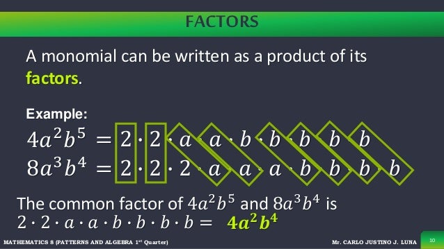 Factoring Techniques: Common Monomial Factor