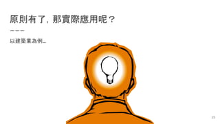 原則有了，那實際應用呢？
15
以建築業為例…
 