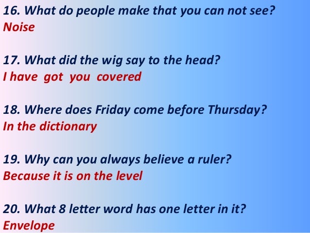 presentation on riddles what 8 letter word has one letter in it