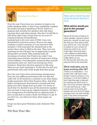 Celebrate Living History www.celebratelivinghistory.com October Edition 2018
6
Continued from Page 1. Meet Jenny Smith fou...