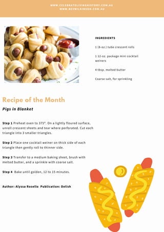 INGREDIENTS
1 (8-oz.) tube crescent rolls
1 12-oz. package mini cocktail
weiners
4 tbsp. melted butter
Coarse salt, for sp...