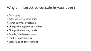 Add an interactive command line to your C++ application | PPT