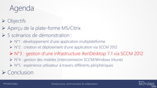 Déroulé du scénario





Intégration du Connecteur XenDesktop dans SCCM 2012
Déploiement d’une application sur le serv...