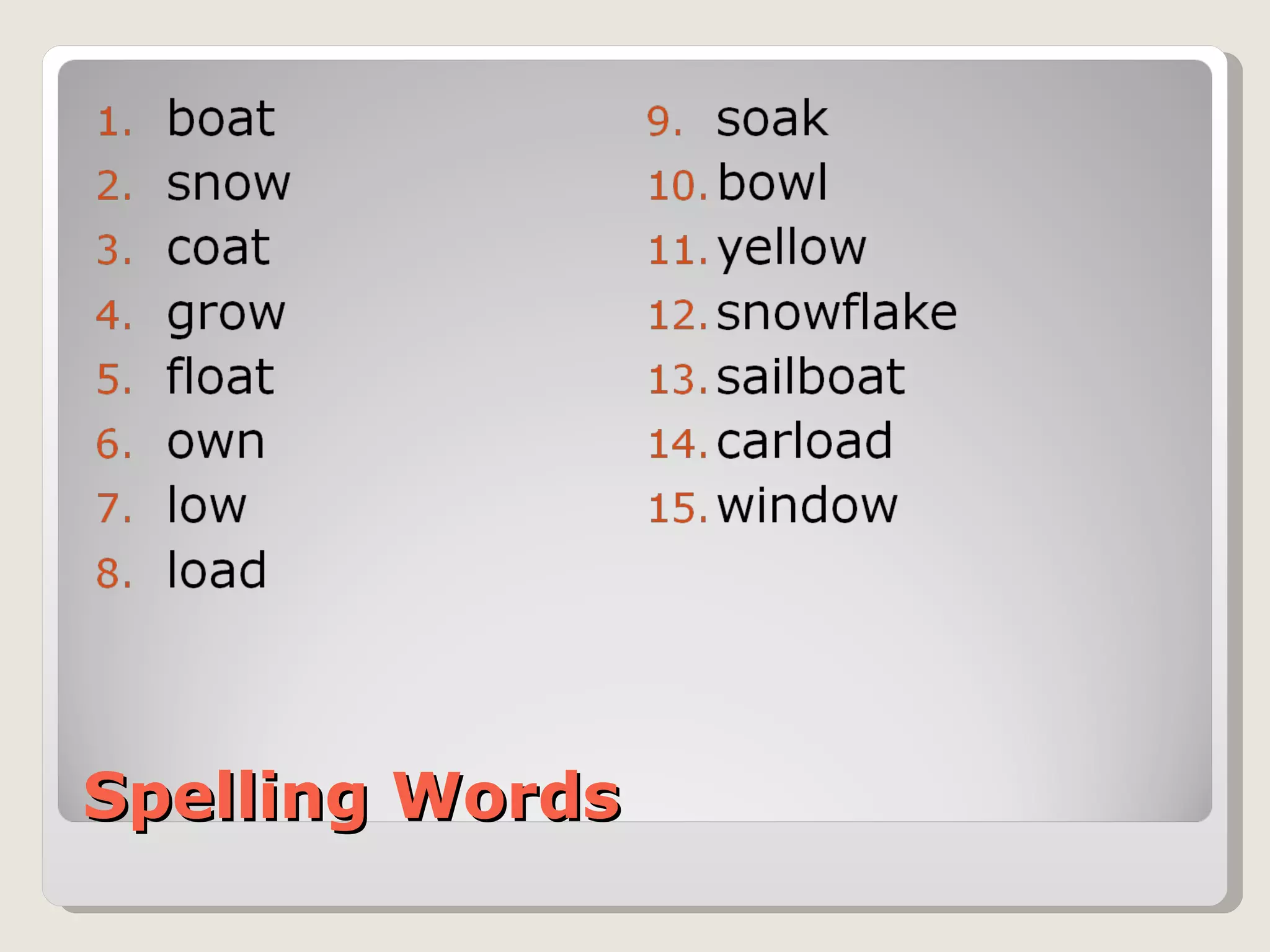 Spelling Words 