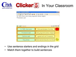Use sentence starters and endings in the grid Match them together to build sentences In Your Classroom 