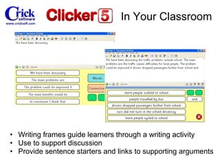 Writing frames guide learners through a writing activity Use to support discussion Provide sentence starters and links to supporting arguments In Your Classroom 
