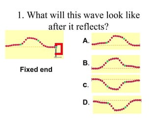 1. What will this wave look like
after it reflects?
A.
B.
c.
D.
Fixed end
 