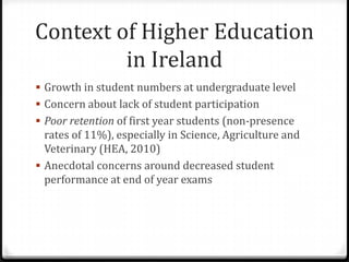 Context of Higher Education in IrelandGrowth in student numbers at undergraduate level