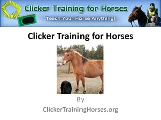 Clicker Training for Horses




               By
   ClickerTrainingHorses.org
 