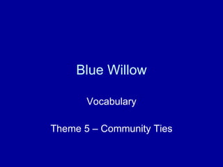 Blue Willow Vocabulary Theme 5 – Community Ties 