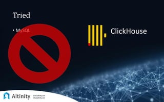 Tried
• MySQL ClickHouse
 