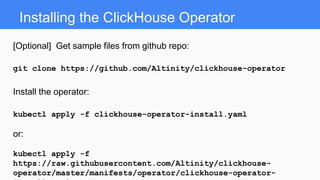 ClickHouse on Kubernetes, by Alexander Zaitsev, Altinity CTO | PDF