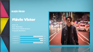 RELAÇÕES PÚBLICAS
Idade : 20
Sexo : Masculino
Onde mora: Taboão da Serra
Ocupação: Estudante
Competência A 65%
Competência B 85%
Competência C 89%
Competência D 65%
 