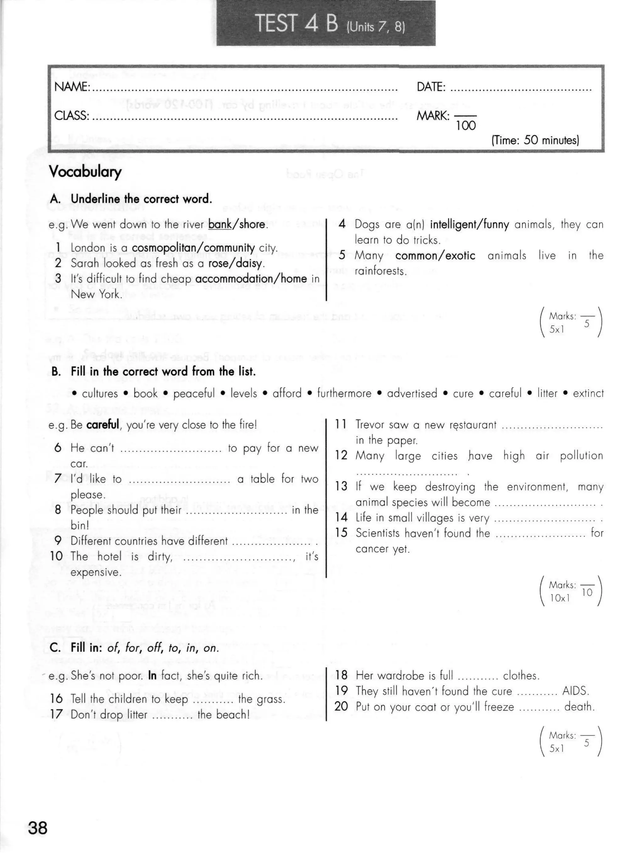Click on 2   test booklet with keys