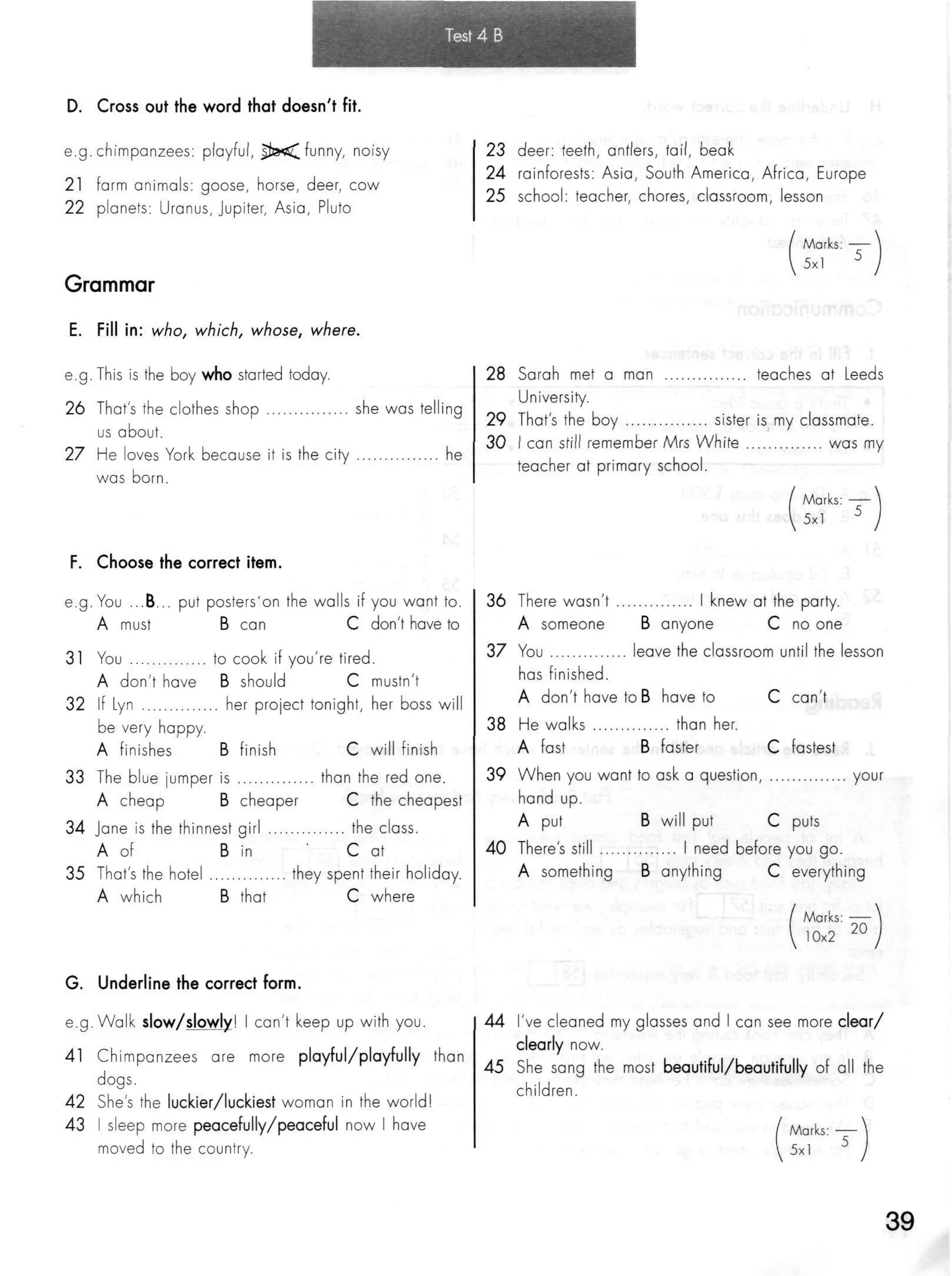 Click on 2   test booklet with keys