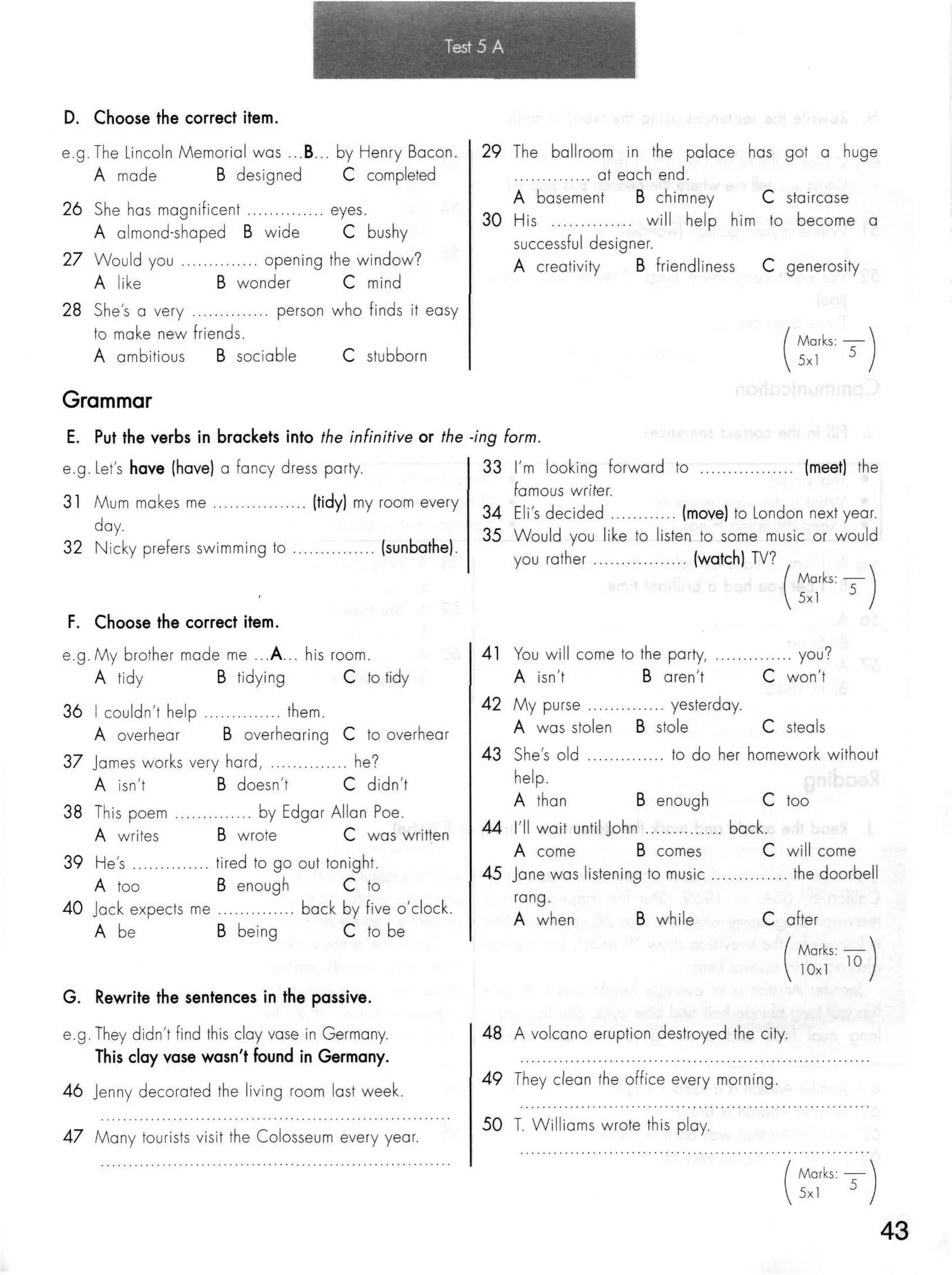 Click on 2   test booklet with keys