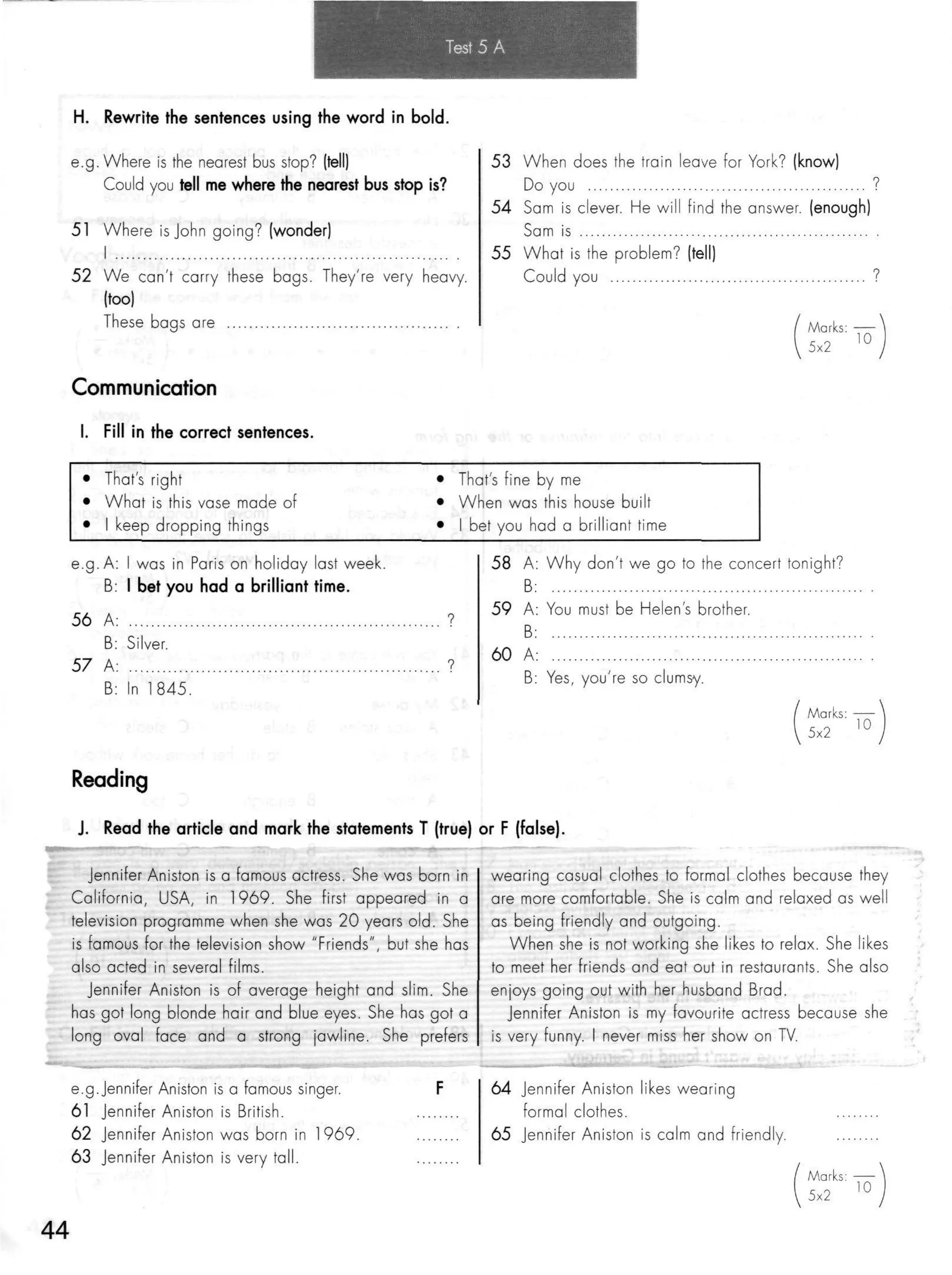 Click on 2   test booklet with keys