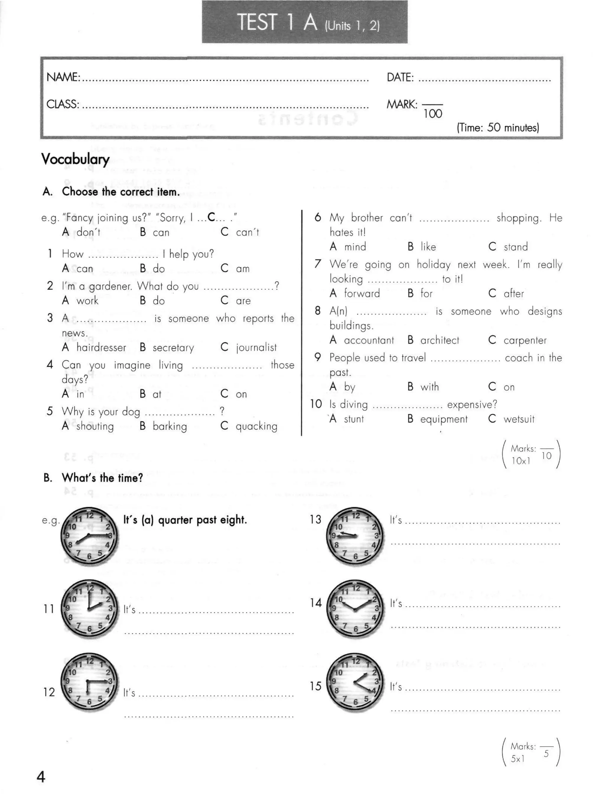 Click on 2   test booklet with keys