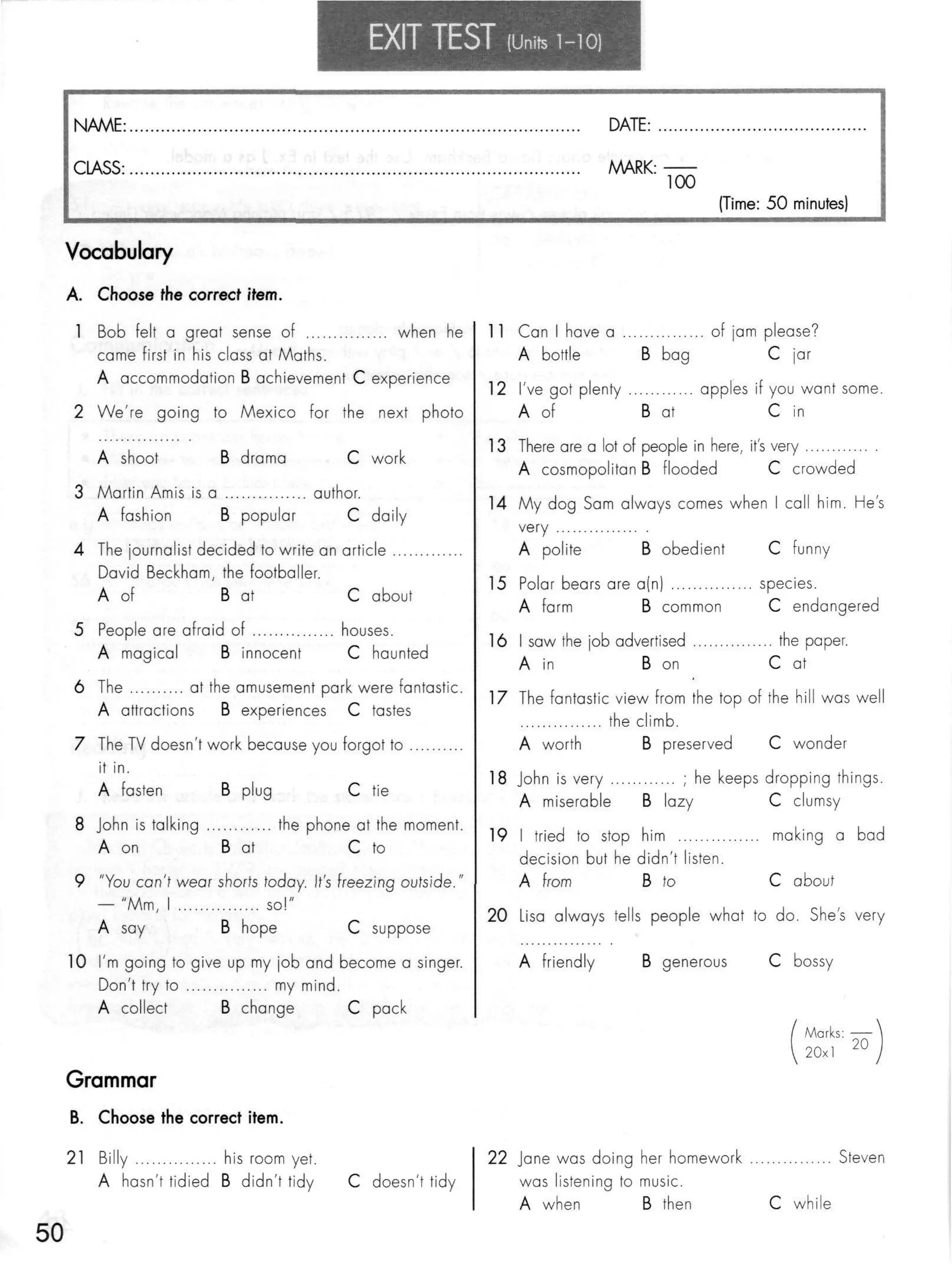 Click on 2   test booklet with keys