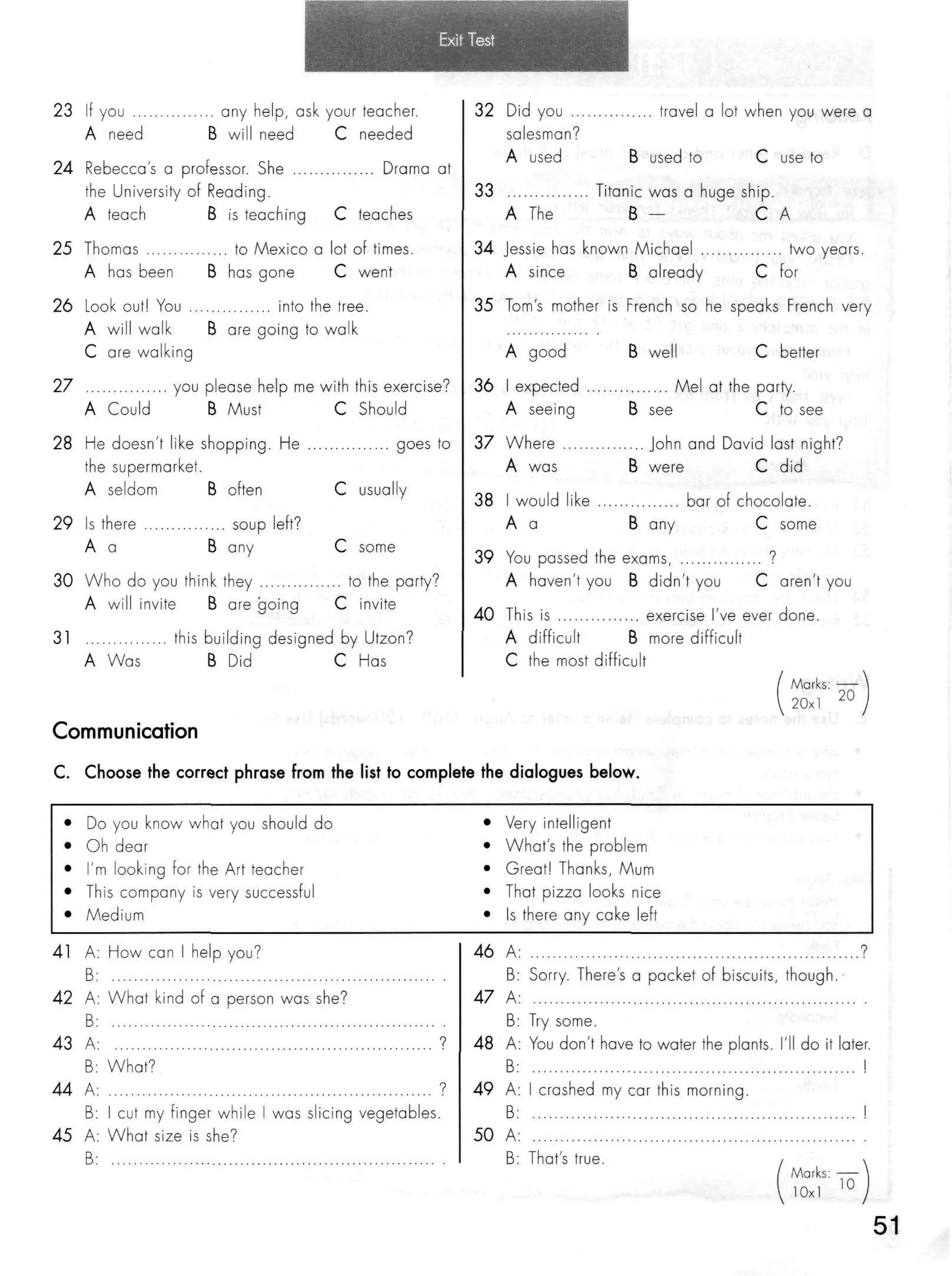 Click on 2   test booklet with keys
