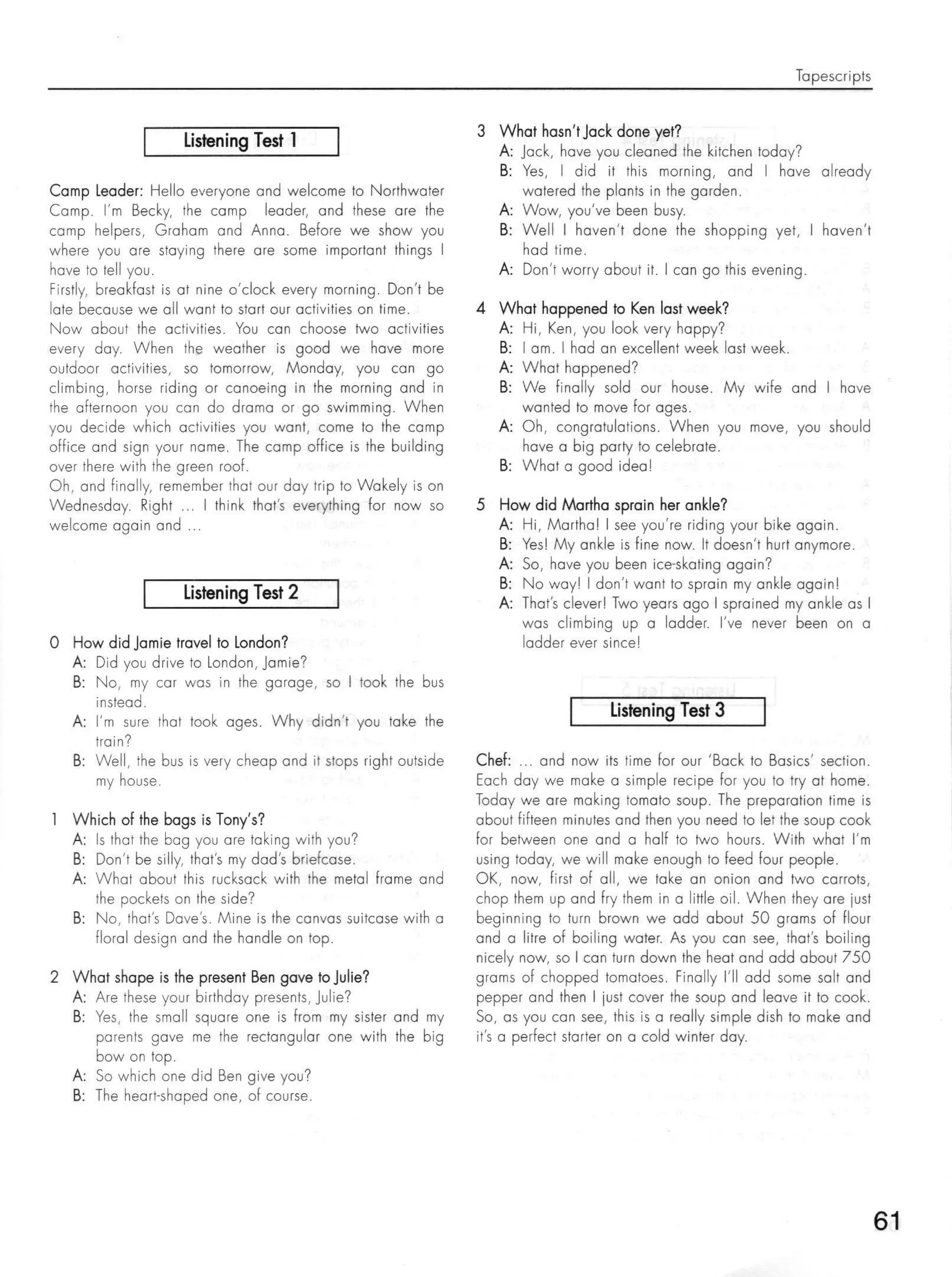 Click on 2   test booklet with keys