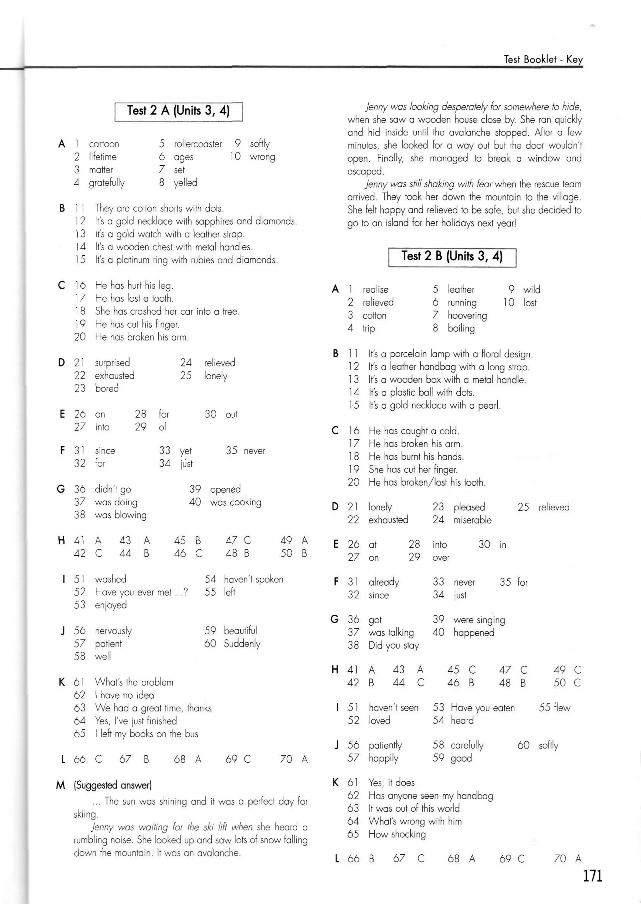 Click on 2   test booklet with keys