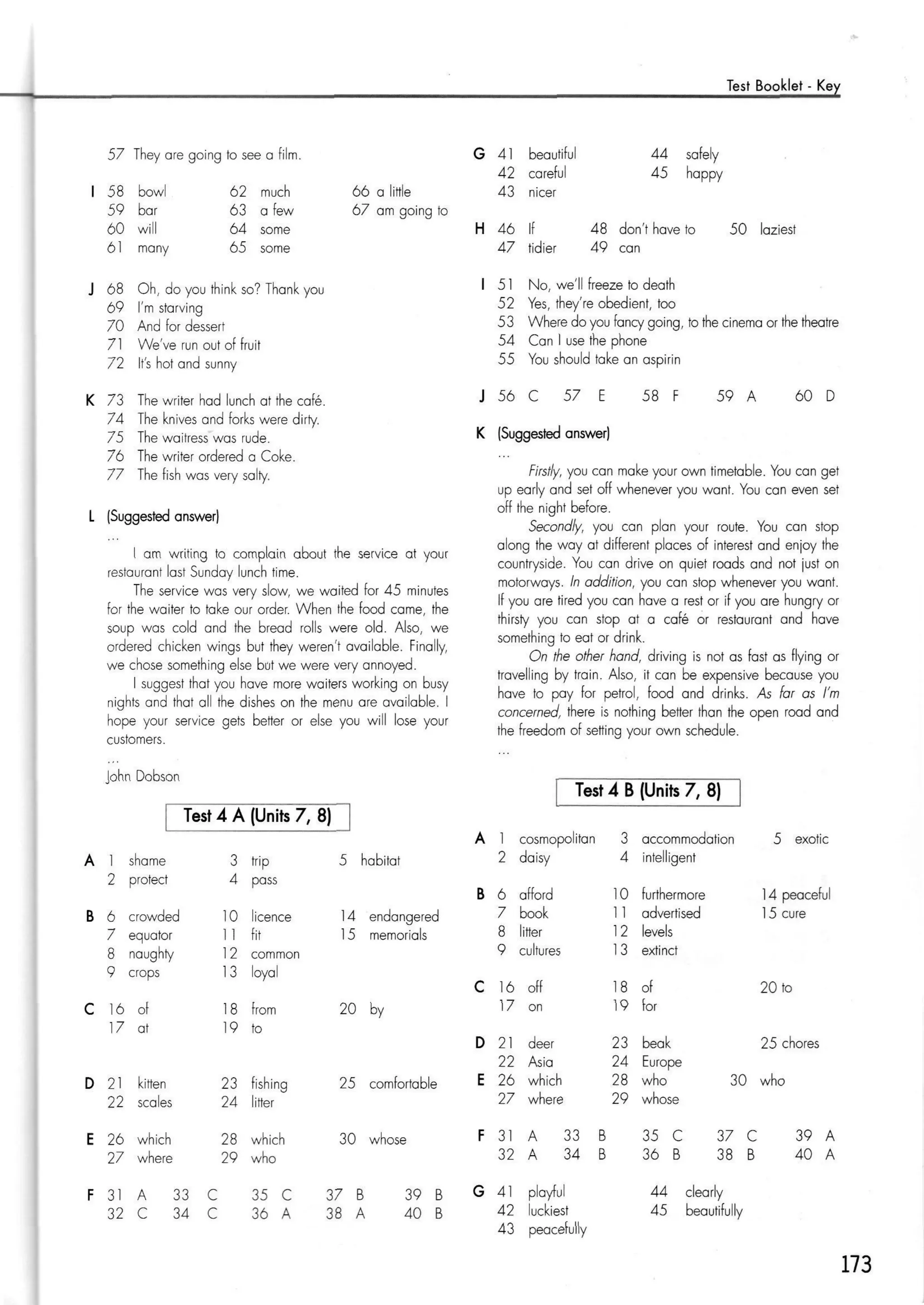 Click on 2   test booklet with keys