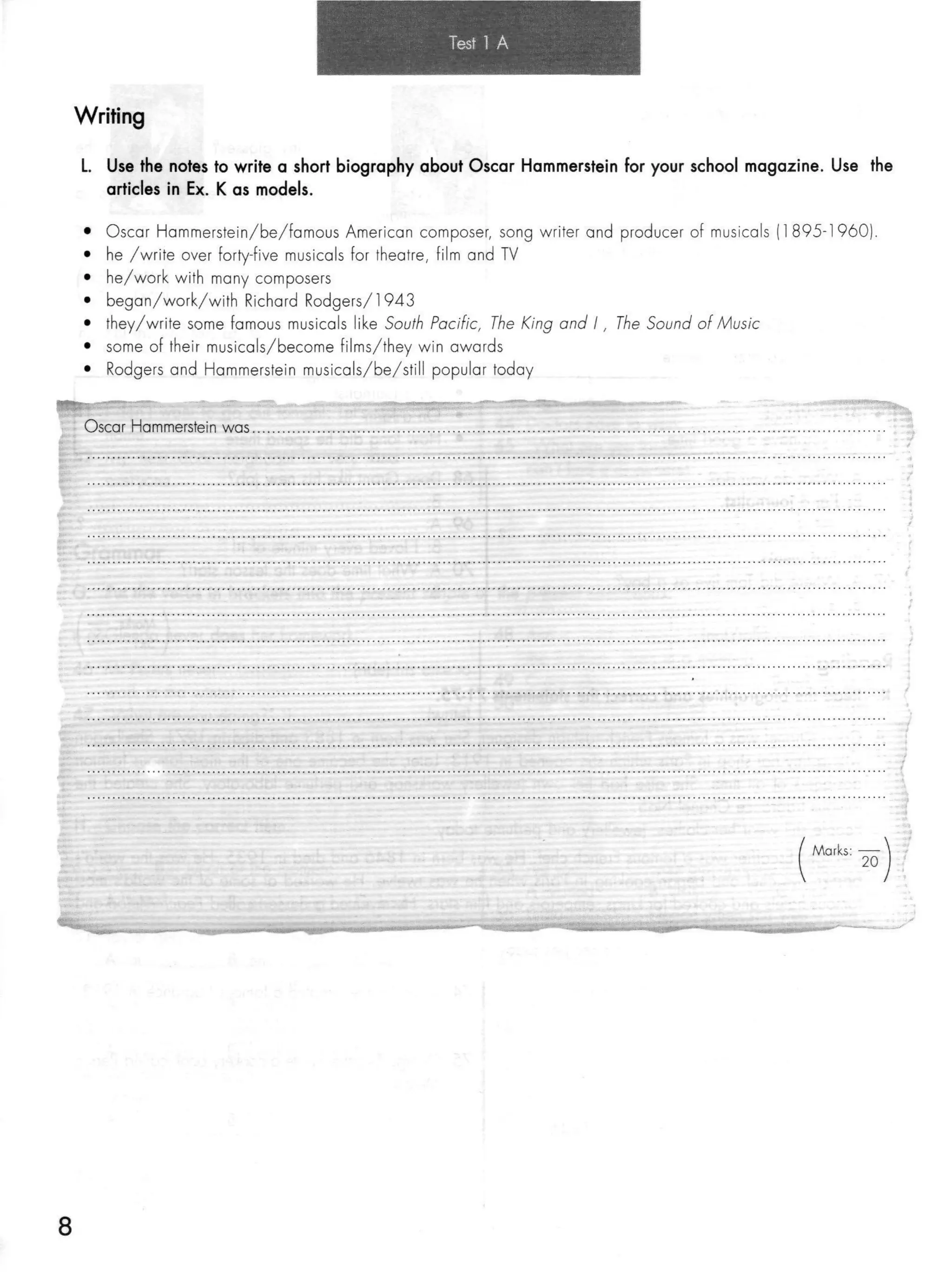 Click on 2   test booklet with keys