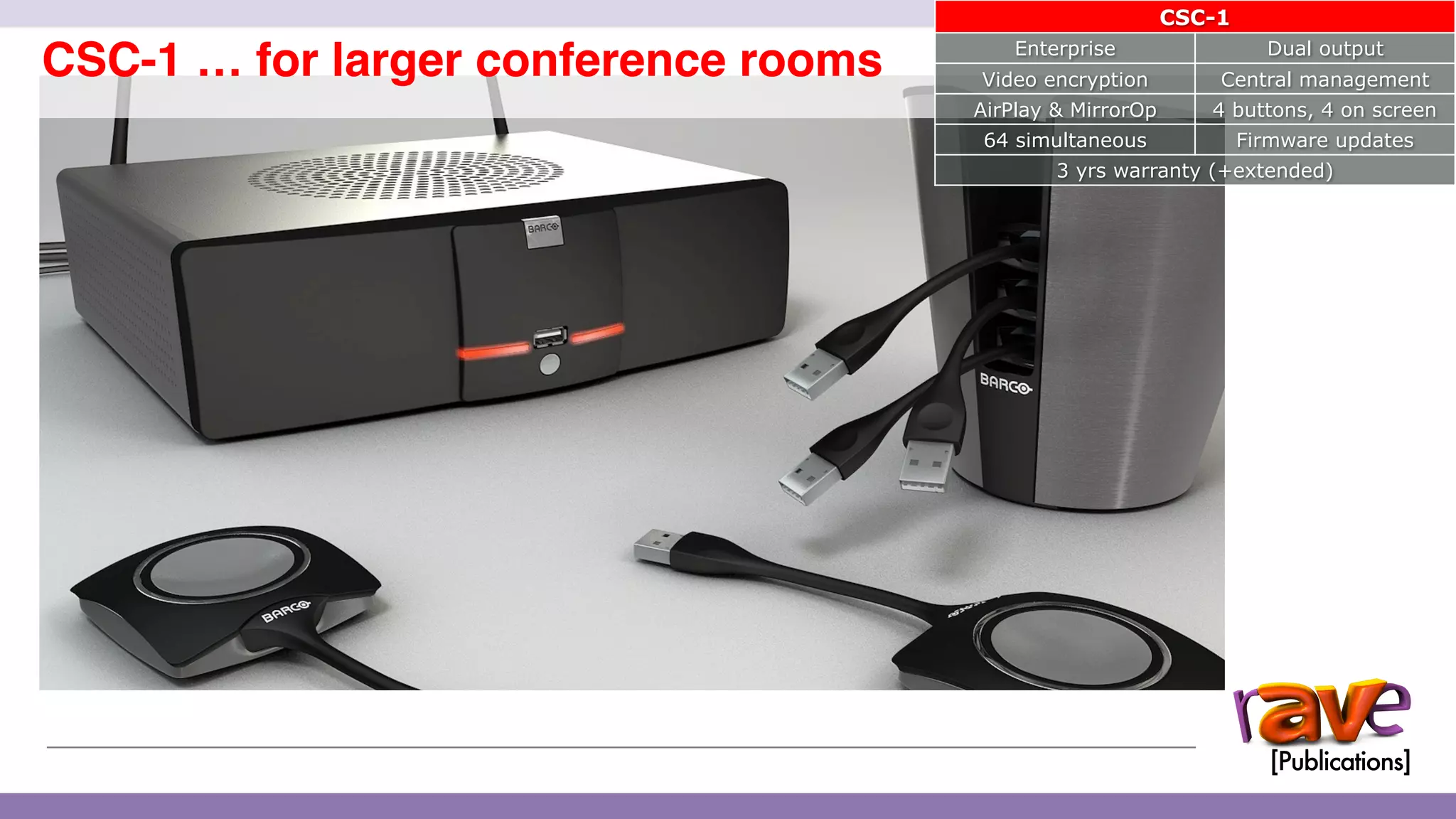 ClickShare CSE-200 Introduction
CSC-1 … for larger conference rooms
16
CSC-1
Enterprise Dual output
Video encryption Central management
AirPlay & MirrorOp 4 buttons, 4 on screen
64 simultaneous Firmware updates
3 yrs warranty (+extended)
 