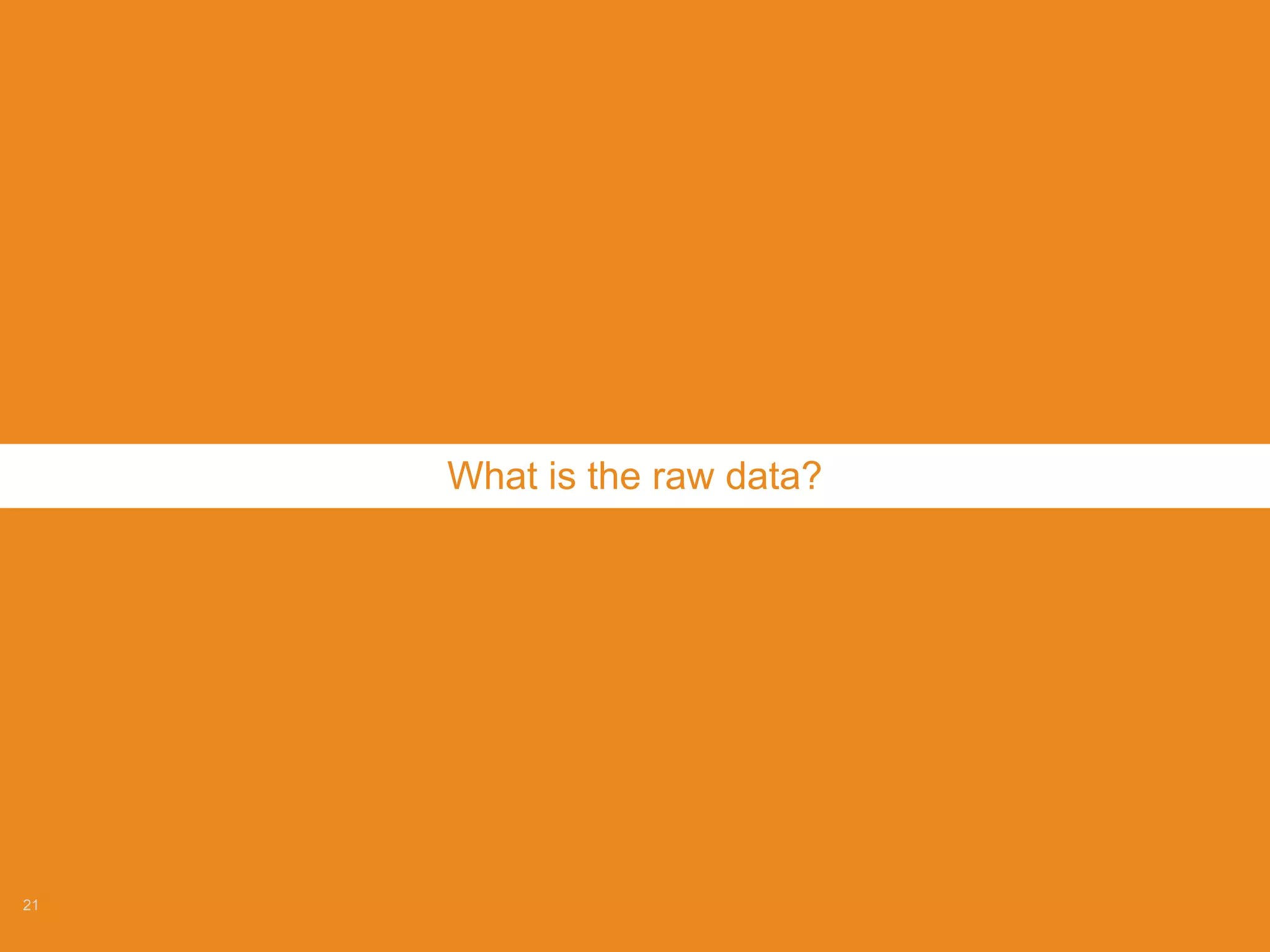 21
The sample use case
Clickstream data from 1usagov
– Created whenever anyone shortens a .gov or .mil site with bitly
– Feed at http://developer.usa.gov/1usagov
– Archive for 2011-2013: http://bitly.measuredvoice.com/bitly_archive/?C=M;O=D
Why this is a great dataset:
– Large volume
– Realistic format
- Streaming
- Not cleaned
– Interesting questions
- What subtypes of users are there?
- How do the activity patterns of these subtypes differ?
– Publically available archive
 
