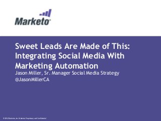 © 2012 Marketo, Inc. Marketo Proprietary and Confidential
Sweet Leads Are Made of This:
Integrating Social Media With
Marketing Automation
Jason Miller, Sr. Manager Social Media Strategy
@JasonMillerCA
 