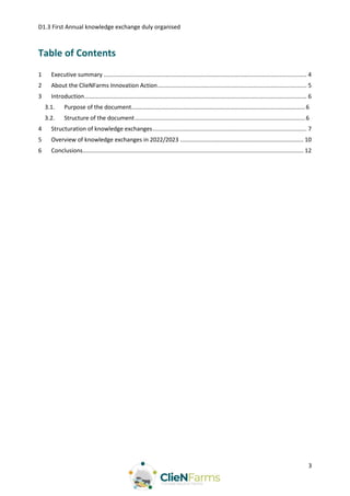 D1.3 First Annual knowledge exchange duly organised
3
Table of Contents
1 Executive summary .................................