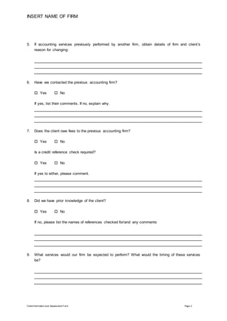 Client Information Assessment Form Docx