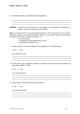 Client Information Assessment Form Docx