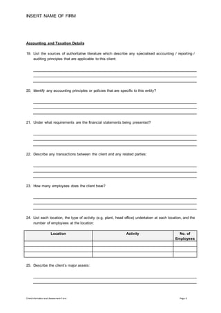 Client Information Assessment Form Docx