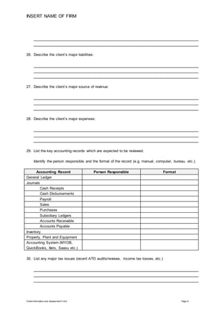Client Information Assessment Form Docx