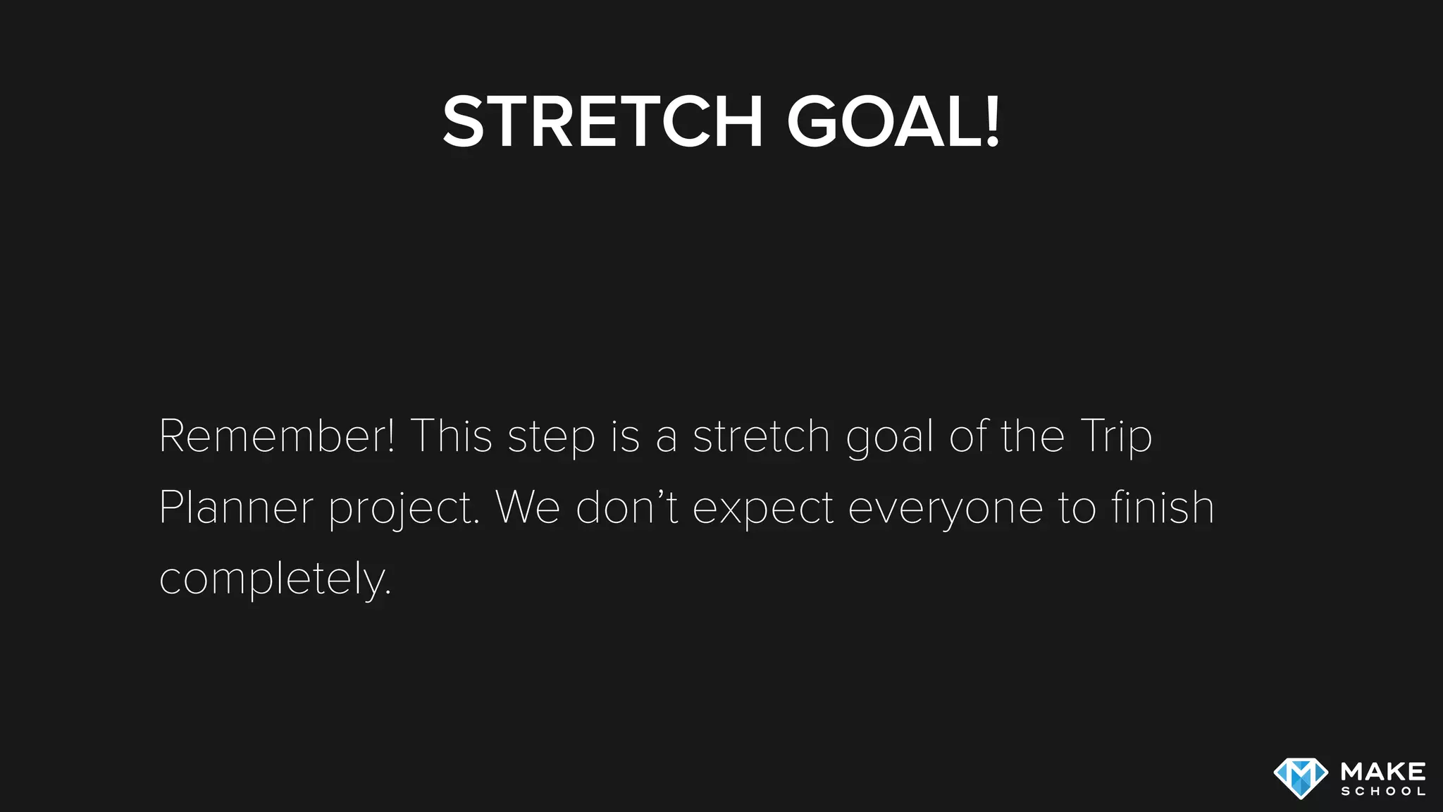 STRETCH GOAL!
Remember! This step is a stretch goal of the Trip
Planner project. We don’t expect everyone to ﬁnish
completely.
 