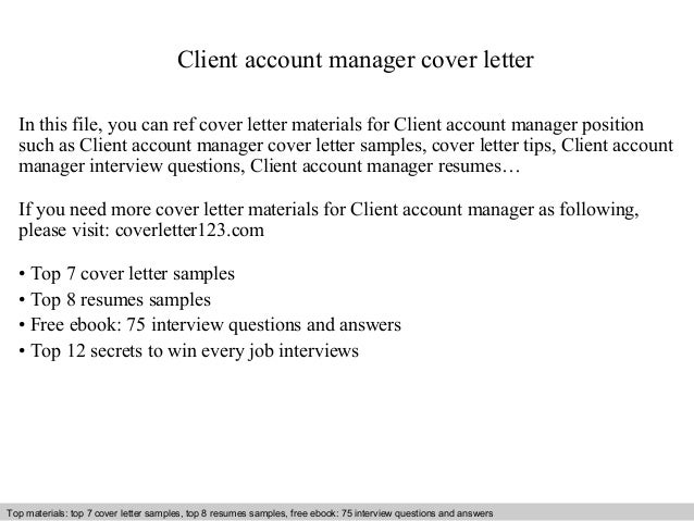 cover manager letter client cover Client account manager letter