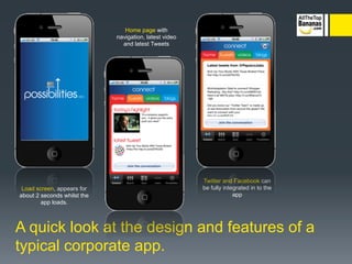 The design and features of a typical corporate app
 