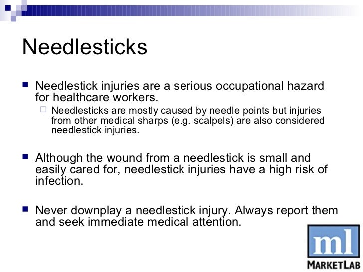 Needlestick Injuries A guide for safe needle handling