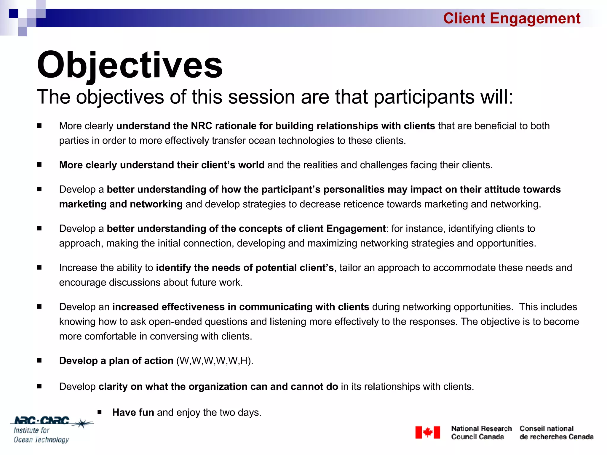 Client Engagement Session