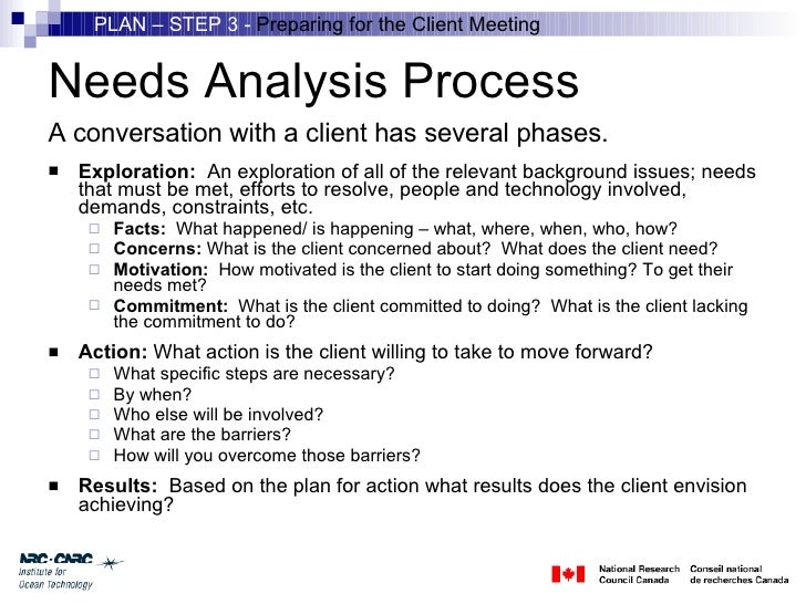 client engagement session customer needs analysis