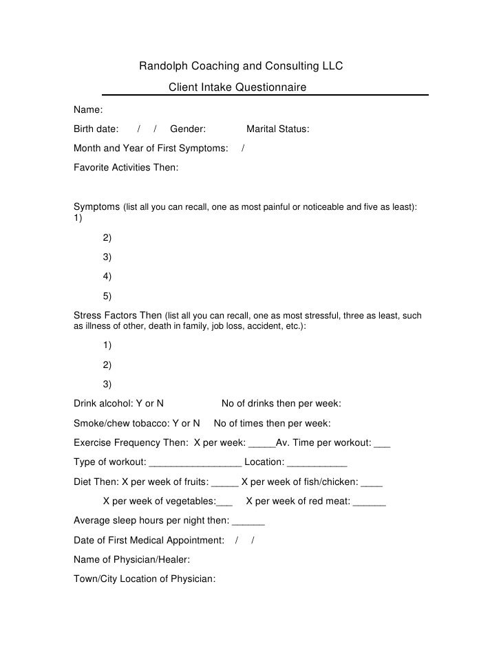 business consulting questionnaire