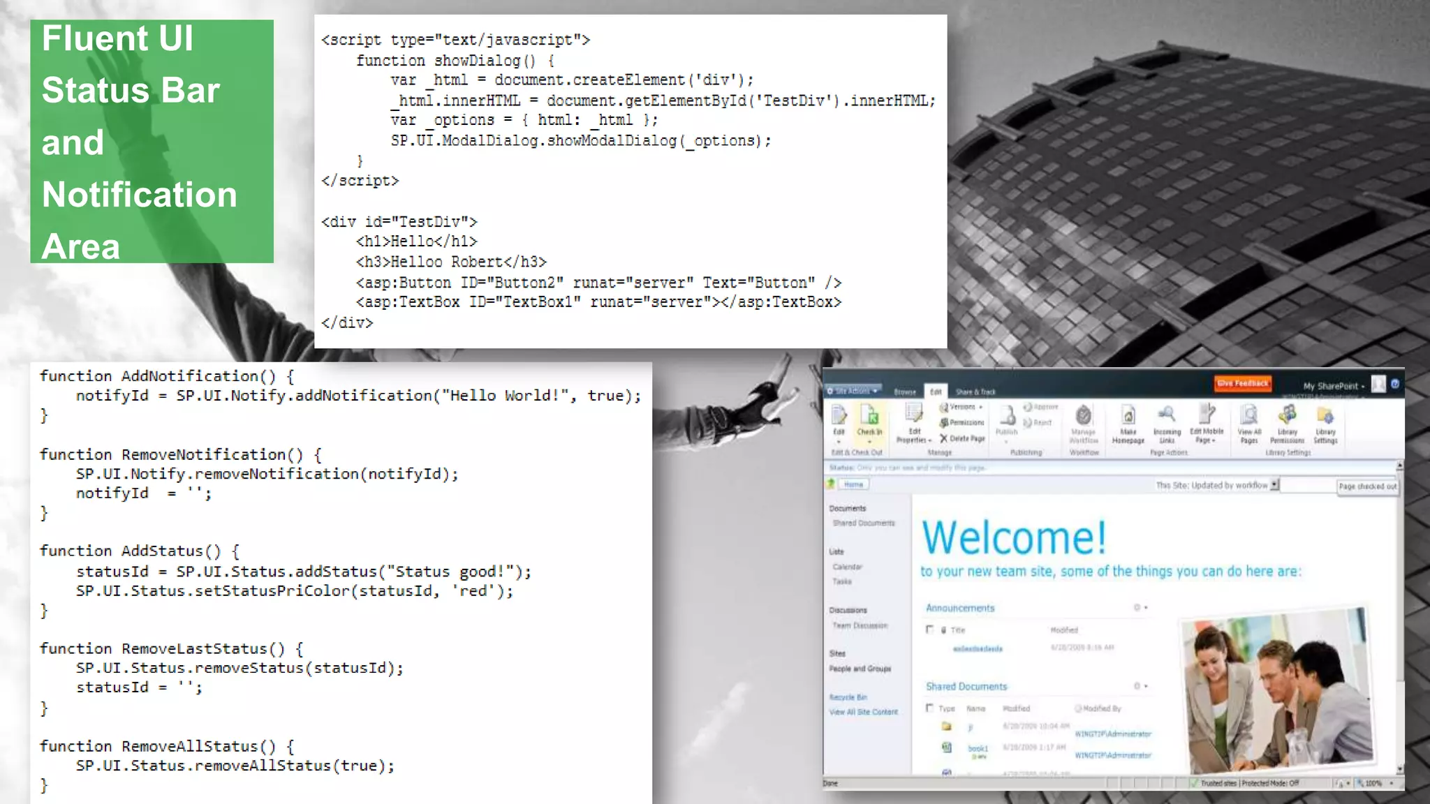 Fluent UI
Status Bar
and
Notification
Area
 