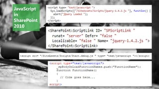 JavaScript
in
SharePoint
2010
 