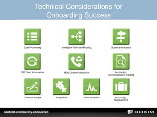 Technical Considerations for
Onboarding Success
 