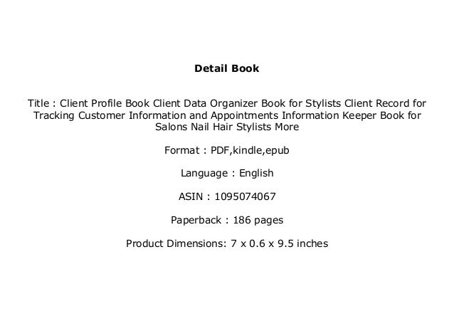 B O O K Library Client Profile Book Client Data Organizer Book For