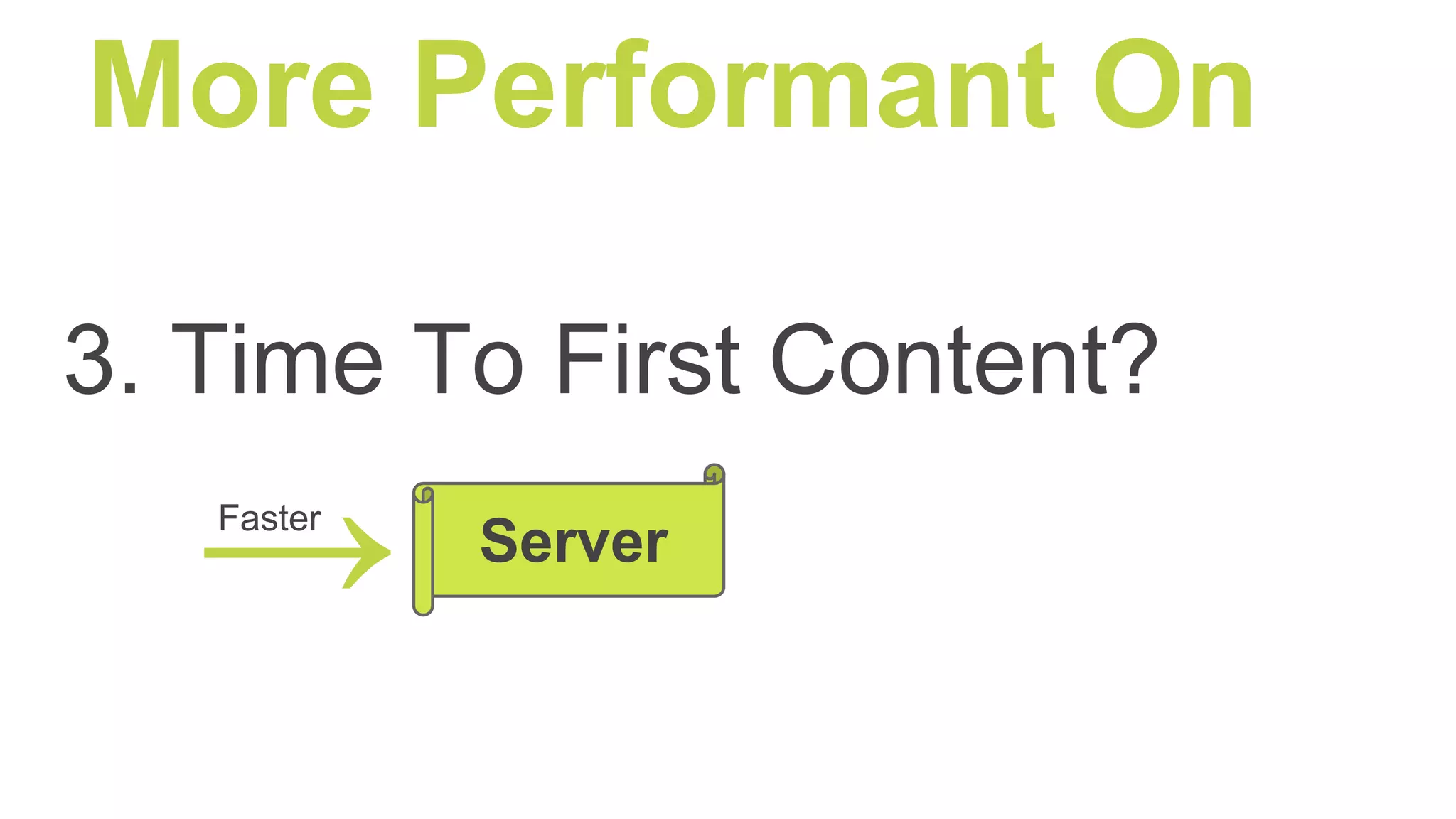 More Performant On
3. Time To First Content?
Server
Faster
→
 