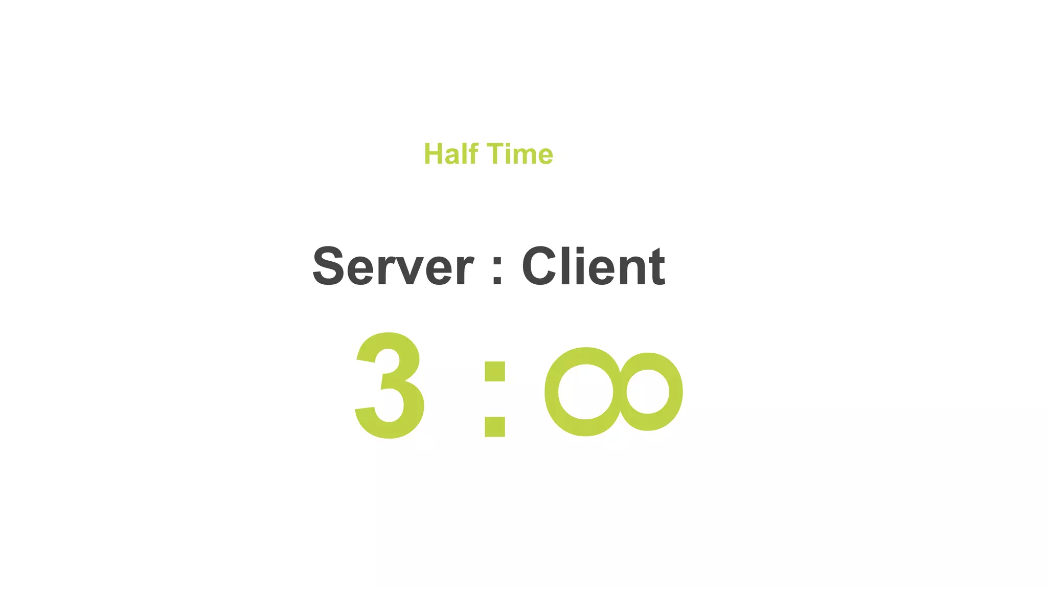 Half Time
Server : Client
3 :
8
 